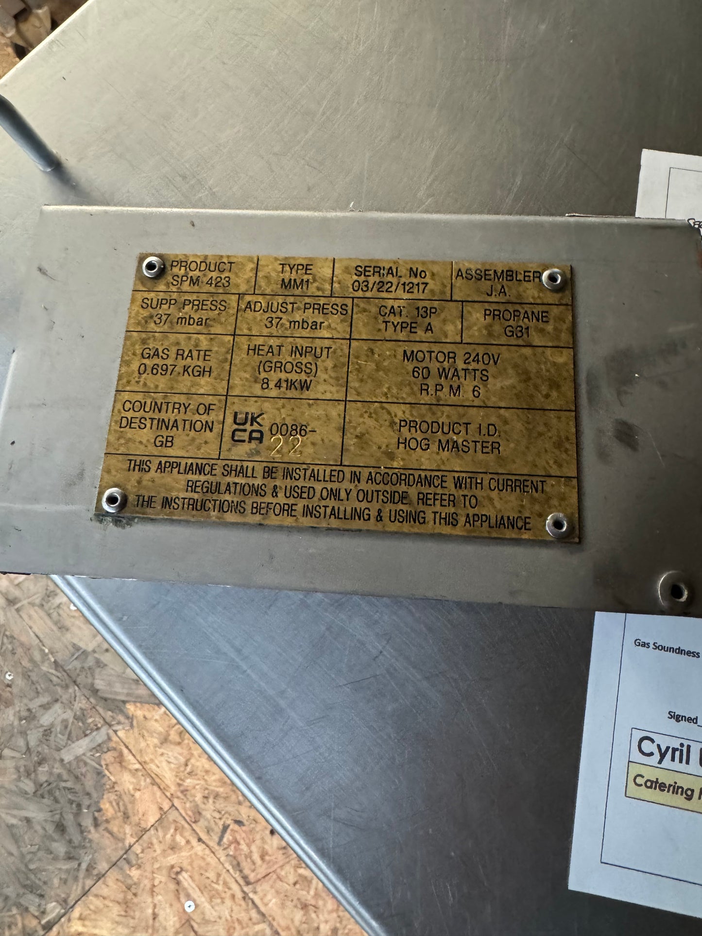 Refurbished Hogmaster Hog machine with Glass SPM03/22/1217