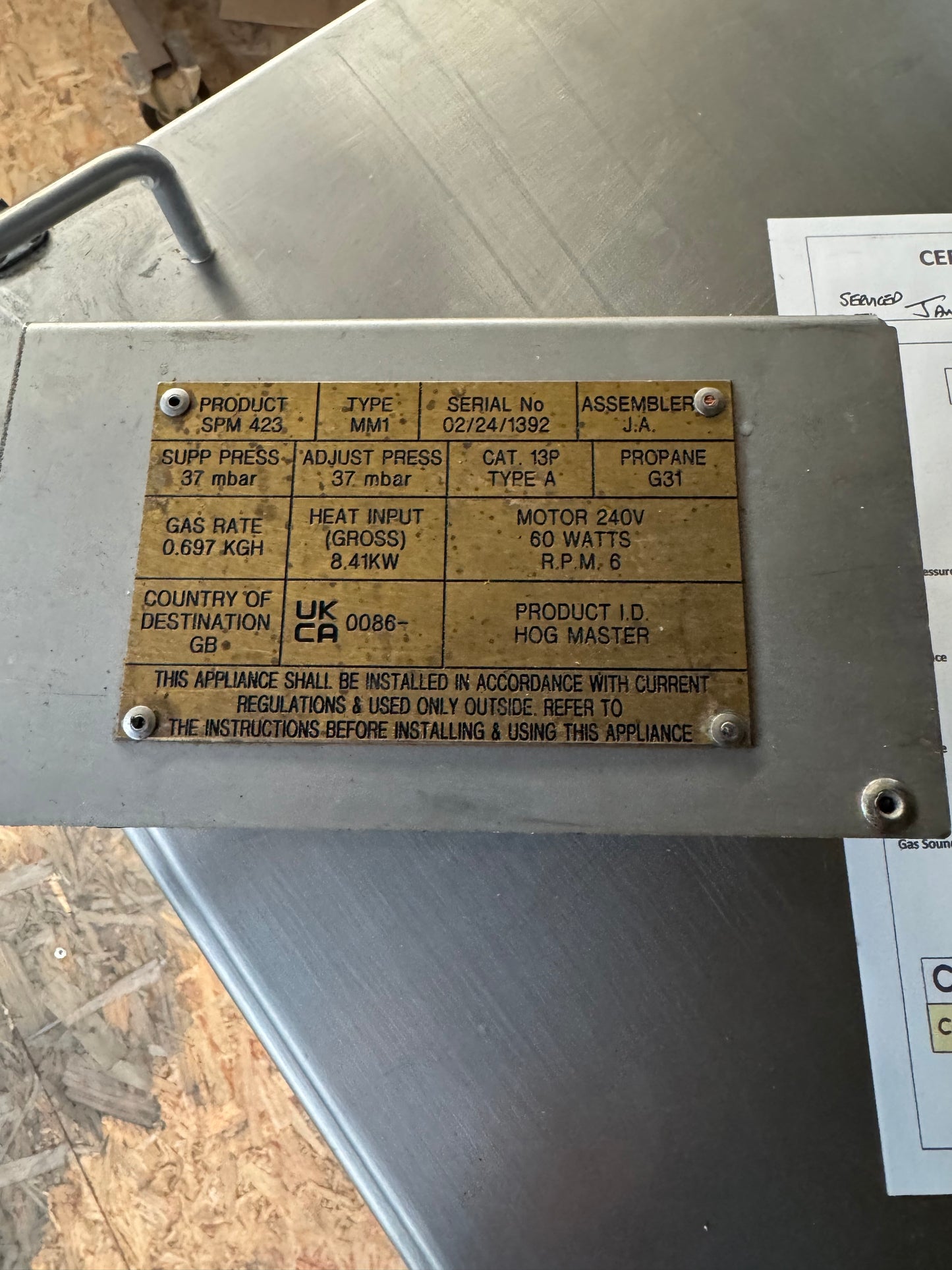 Refurbished Hogmaster Hog machine with Glass SPM02/24/1392